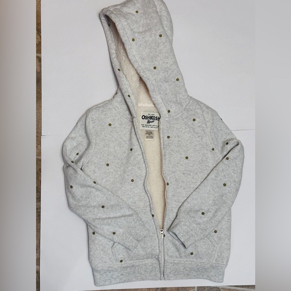 EUC OshKosh B'gosh Zip-Up Polka Dot Sherpa Lined Hoodie. - Picture 5 of 7